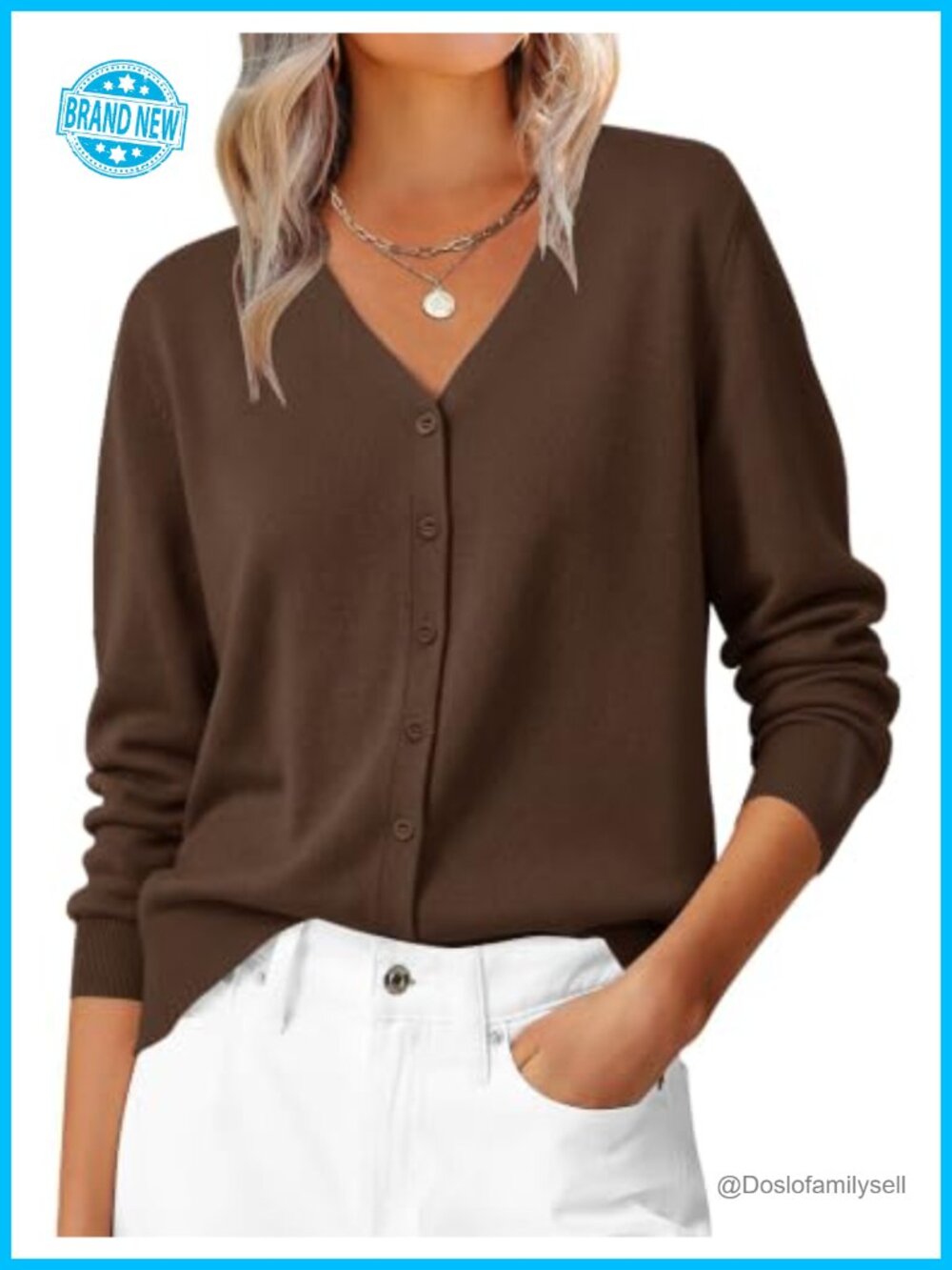 Wool Blend Lightweight Cardigan Sweater Button V-Neck Long Sleeve